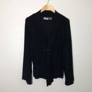 CHICO'S Travelers Size 3 US XL Black Bell Sleeve Cardigan Boho Whimsigoth
